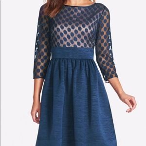 Eliza J Navy Polka Dot Cocktail Dress, 4 Small